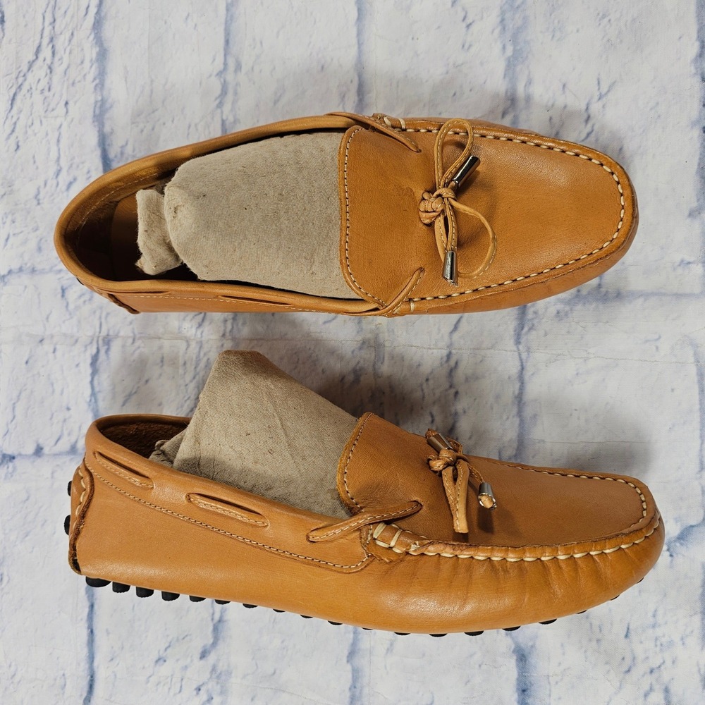 Mercanti Fiorentini Driving Loafers Womens 7.5 Tan Leather Bow Gommino Shoes